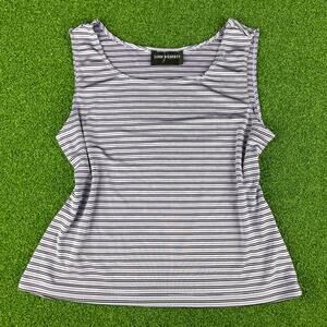 Vintage 90s John Roberts Gray Striped Stretch Knit Tank Top Sz S